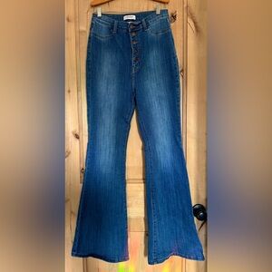 Vibrant MIU Flare Women's Jeans in Deep Blue